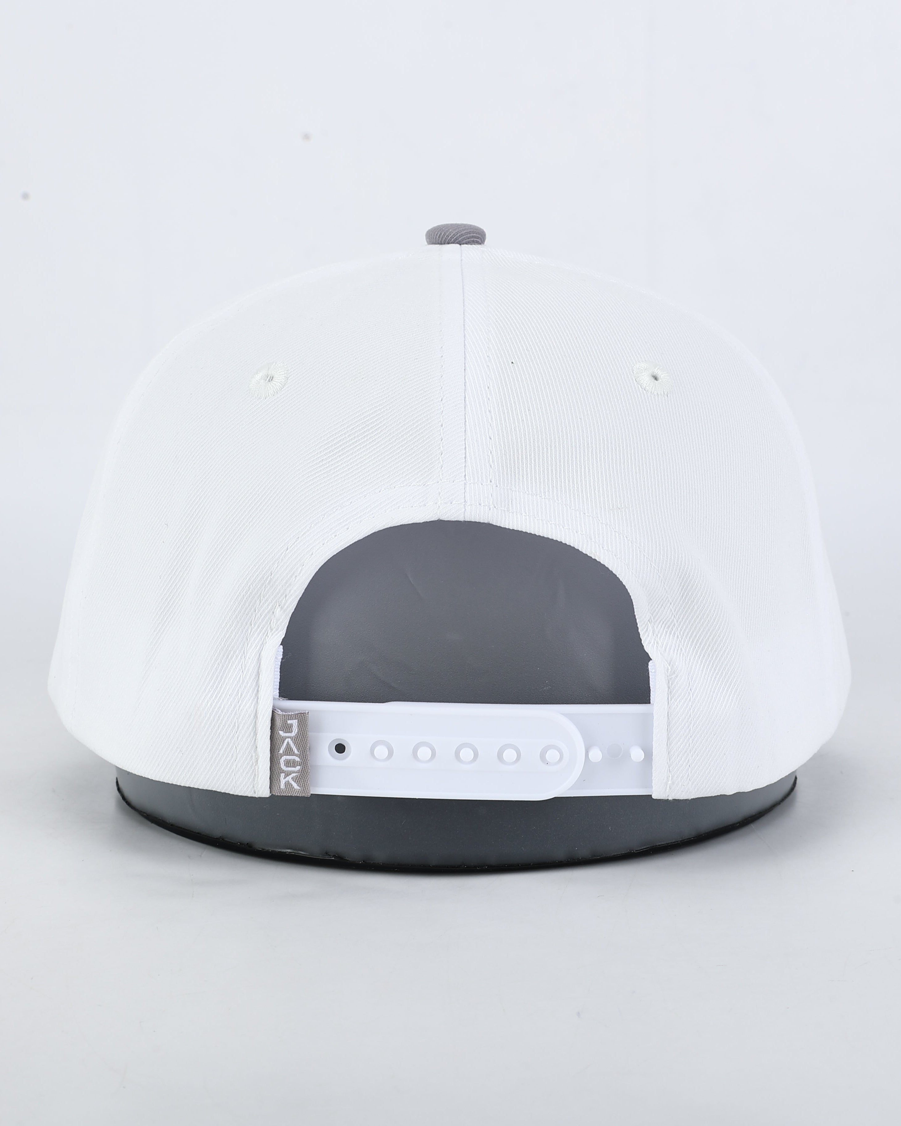 White cap with gray brim on a white background