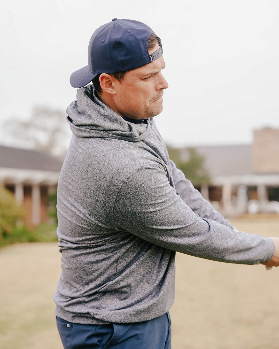 Blue golf hoodie for men, alternate view – Jack Apparel