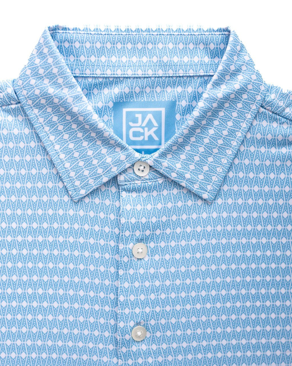 Diamond Derrick Light Blue men's golf polo front view - Jack Apparel