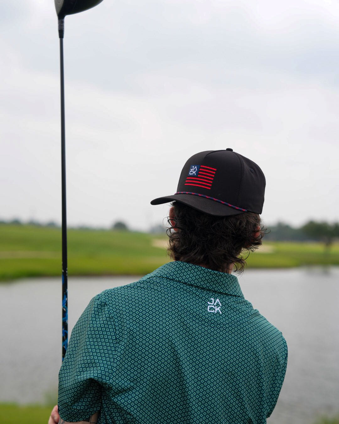 Double Header men's golf polo, alternate view – Jack Apparel