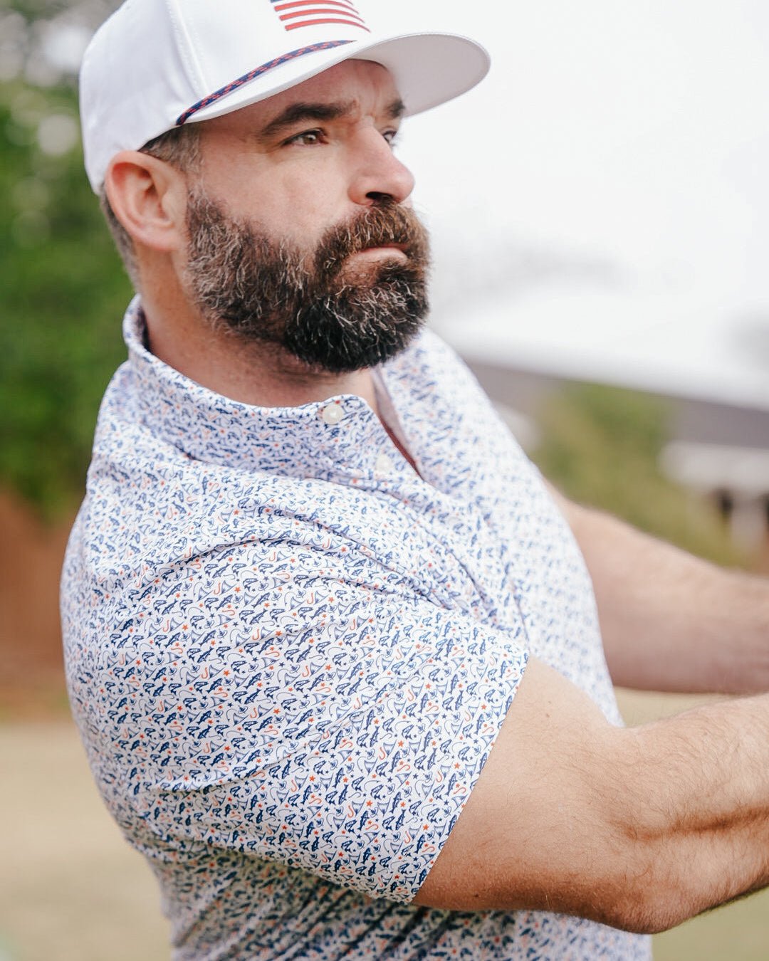 Gulf of America men's golf polo, alternate view – Jack Apparel