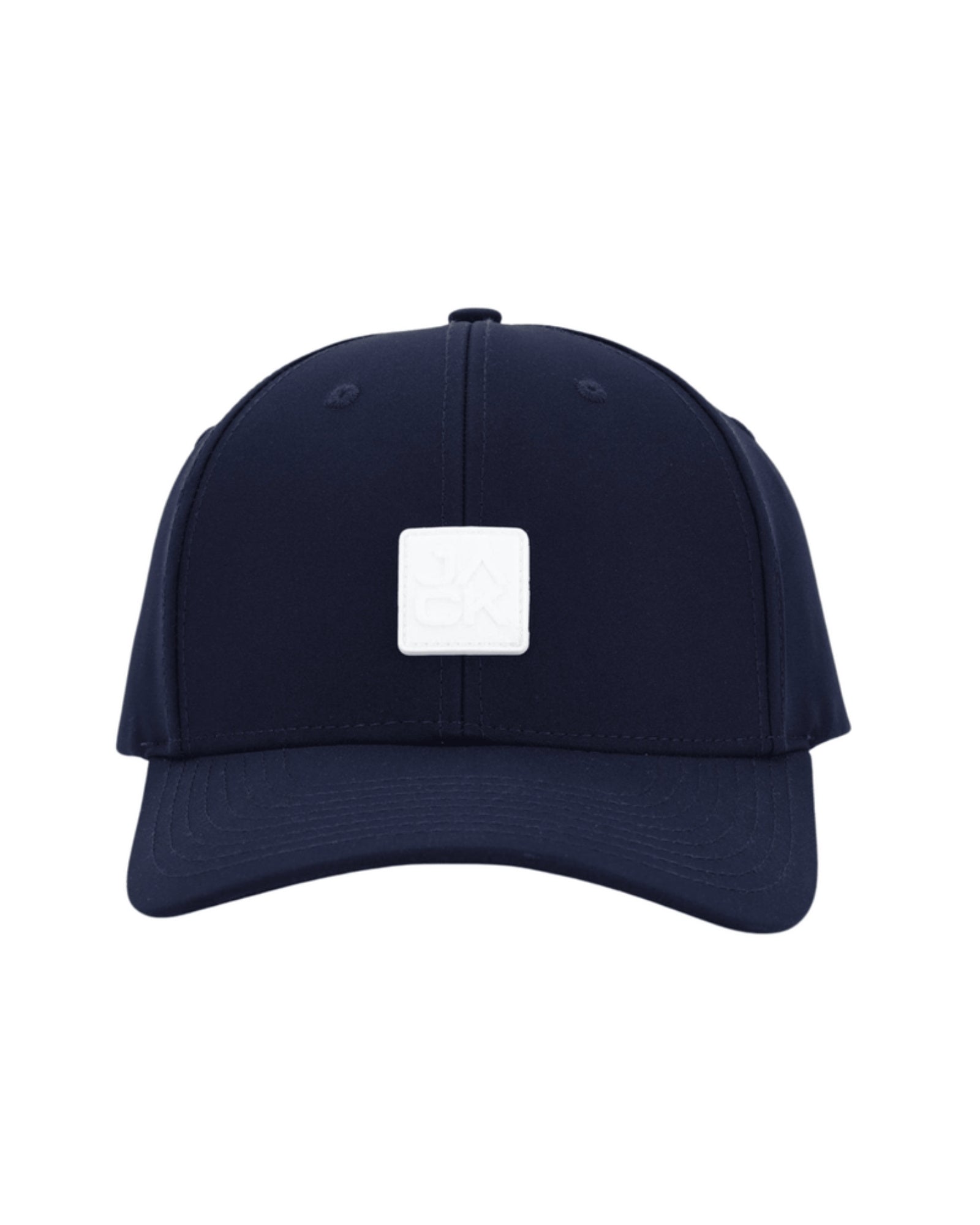 Navy Jack Hat in navy with white JACK square patch, front view