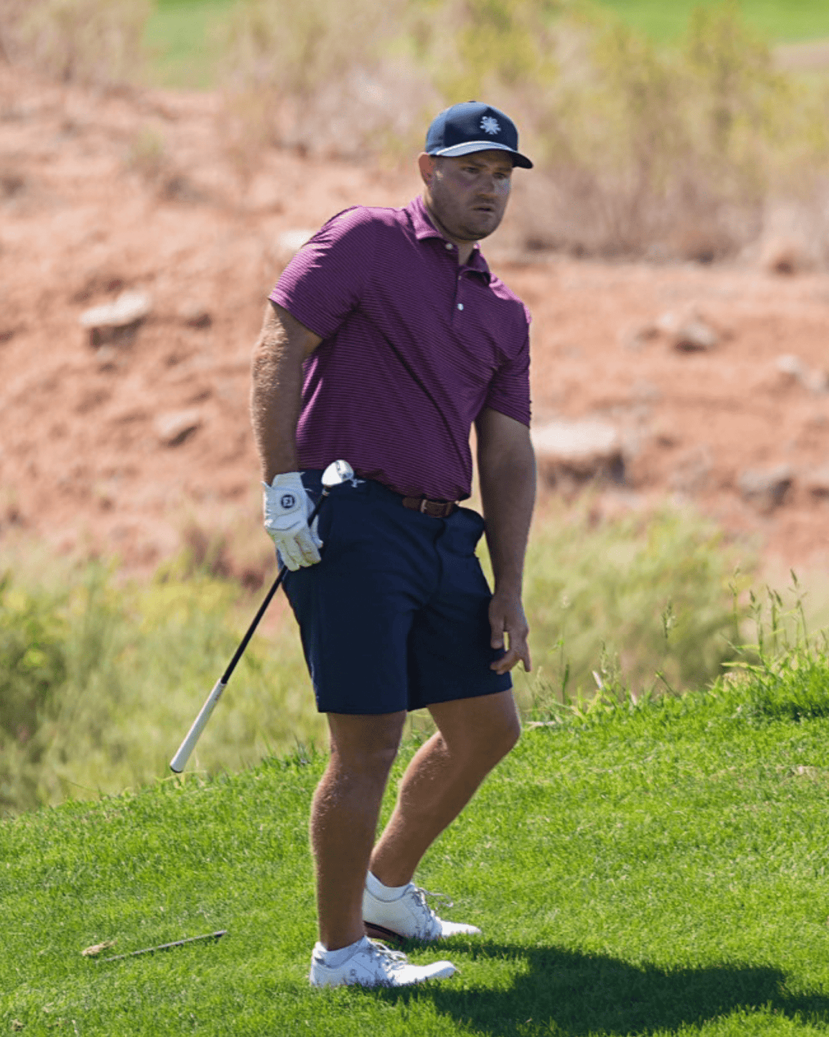 Stripe Show men's golf polo, alternate view – Jack Apparel