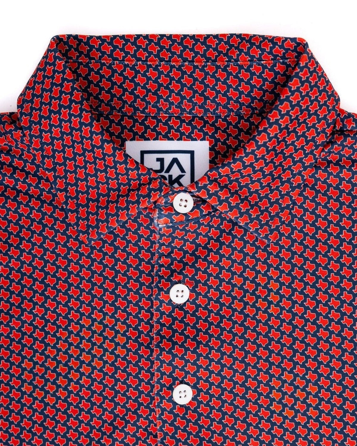 Texas Red men's golf polo, front view – Jack Apparel