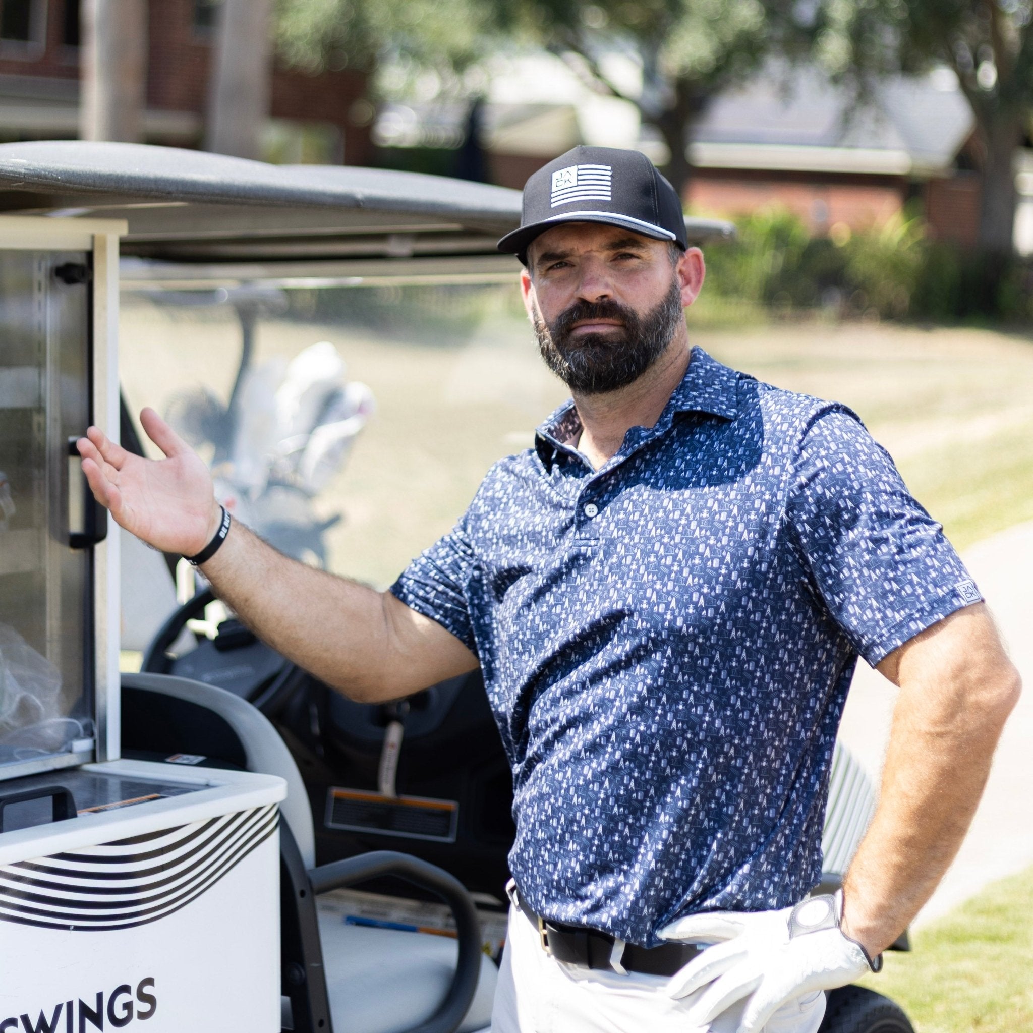 Jack Flag Black & White Hat | Jack Golf Apparel
