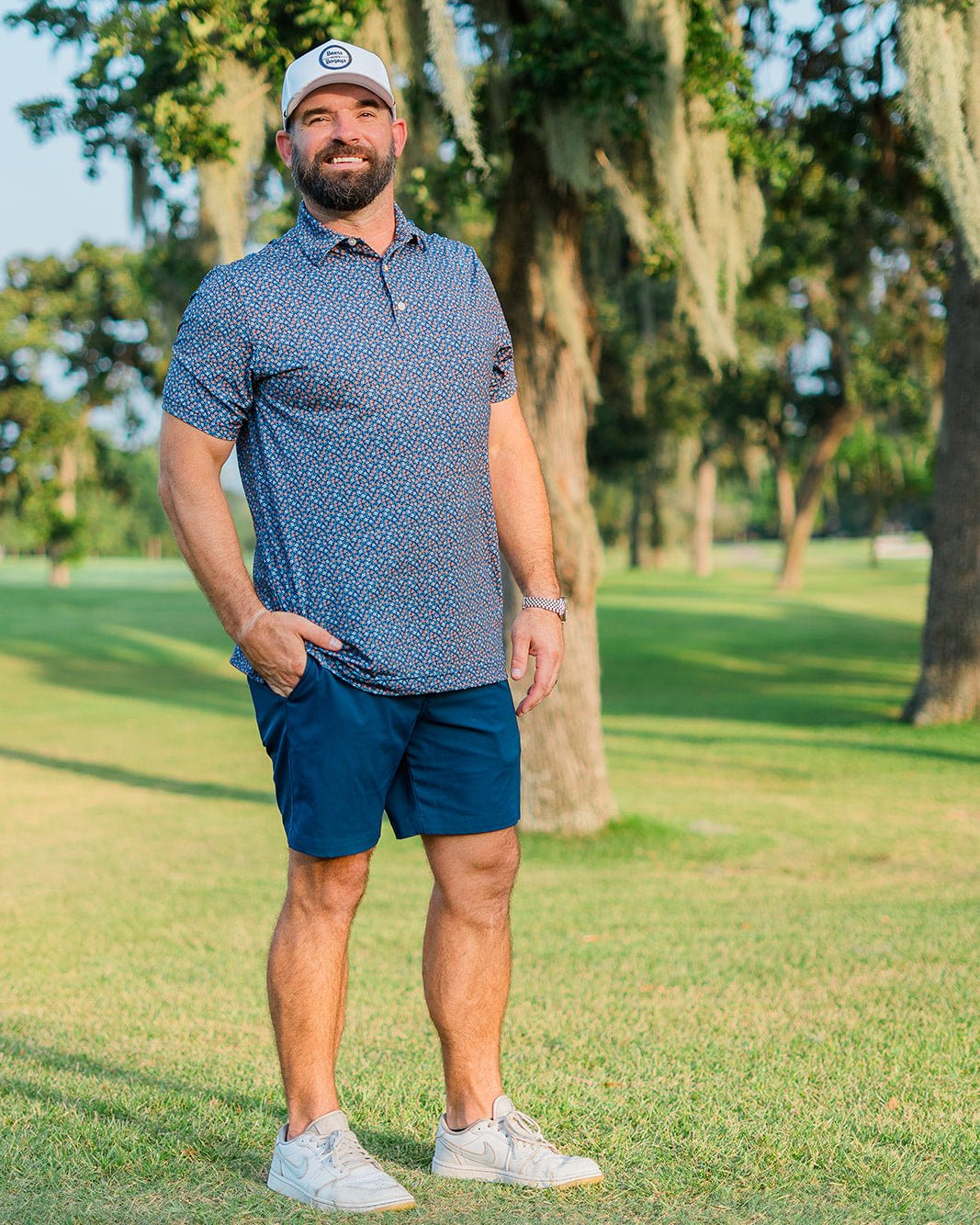 Astro Bloom men's golf polo, alternate view – Jack Apparel
