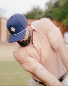 Burnt Orange Stripes men's golf polo, alternate view – Jack Apparel