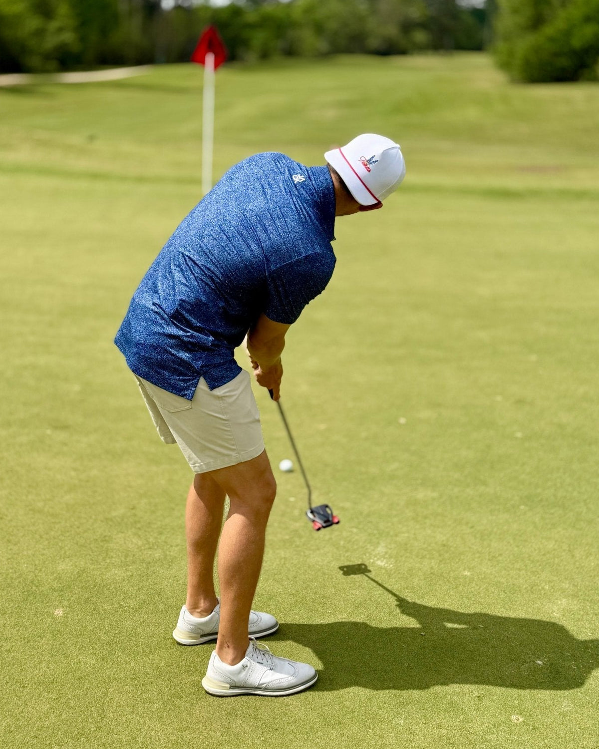 Cowboy Caddie Blue men's golf polo, alternate view – Jack Apparel