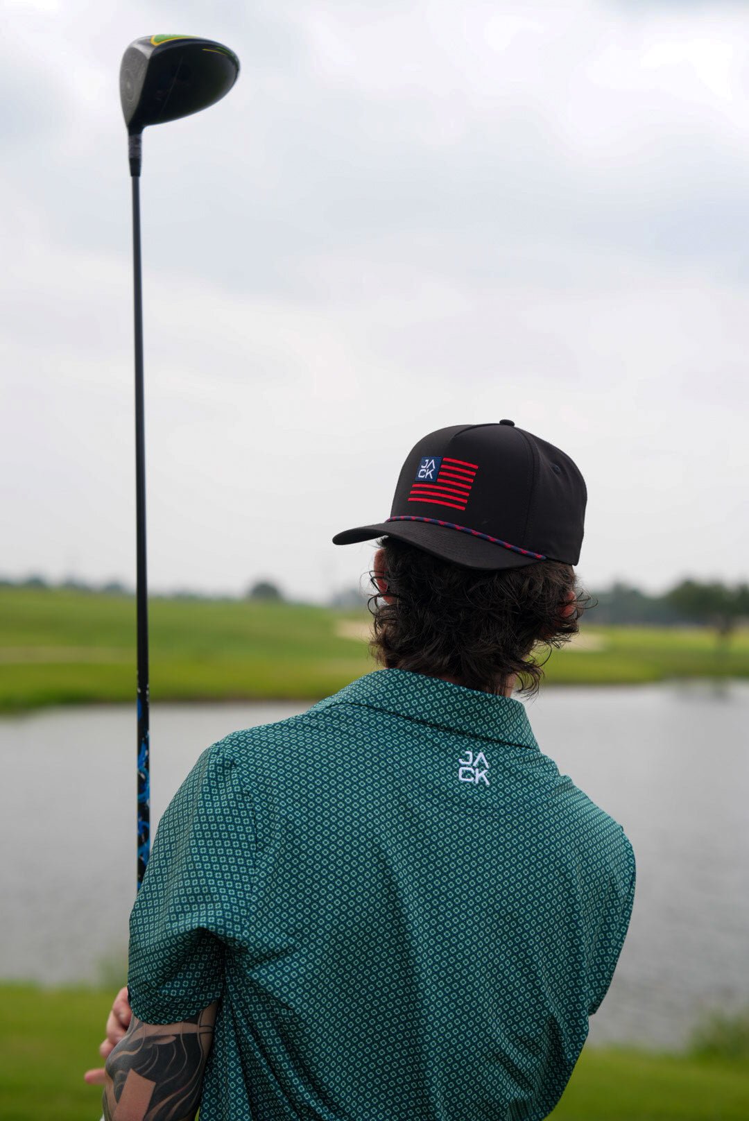 Double Header men's golf polo, alternate view – Jack Apparel