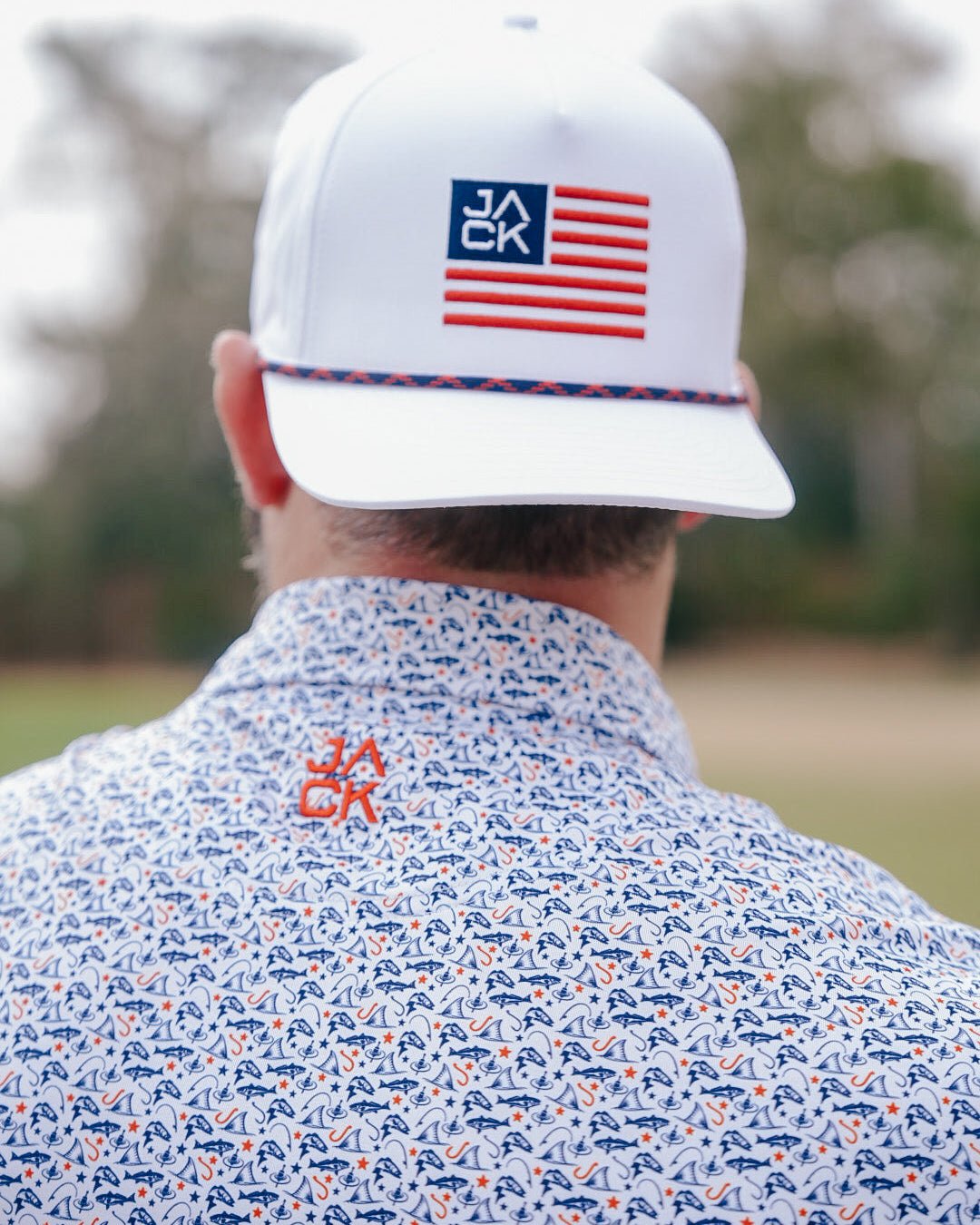 Gulf of America men's golf polo, alternate view – Jack Apparel