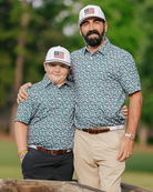 Kid wearing the Lil Jack Gusta golf polo on the course – Jack Apparel