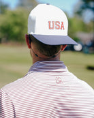 Maroon Stripes men's golf polo, alternate view – Jack Apparel