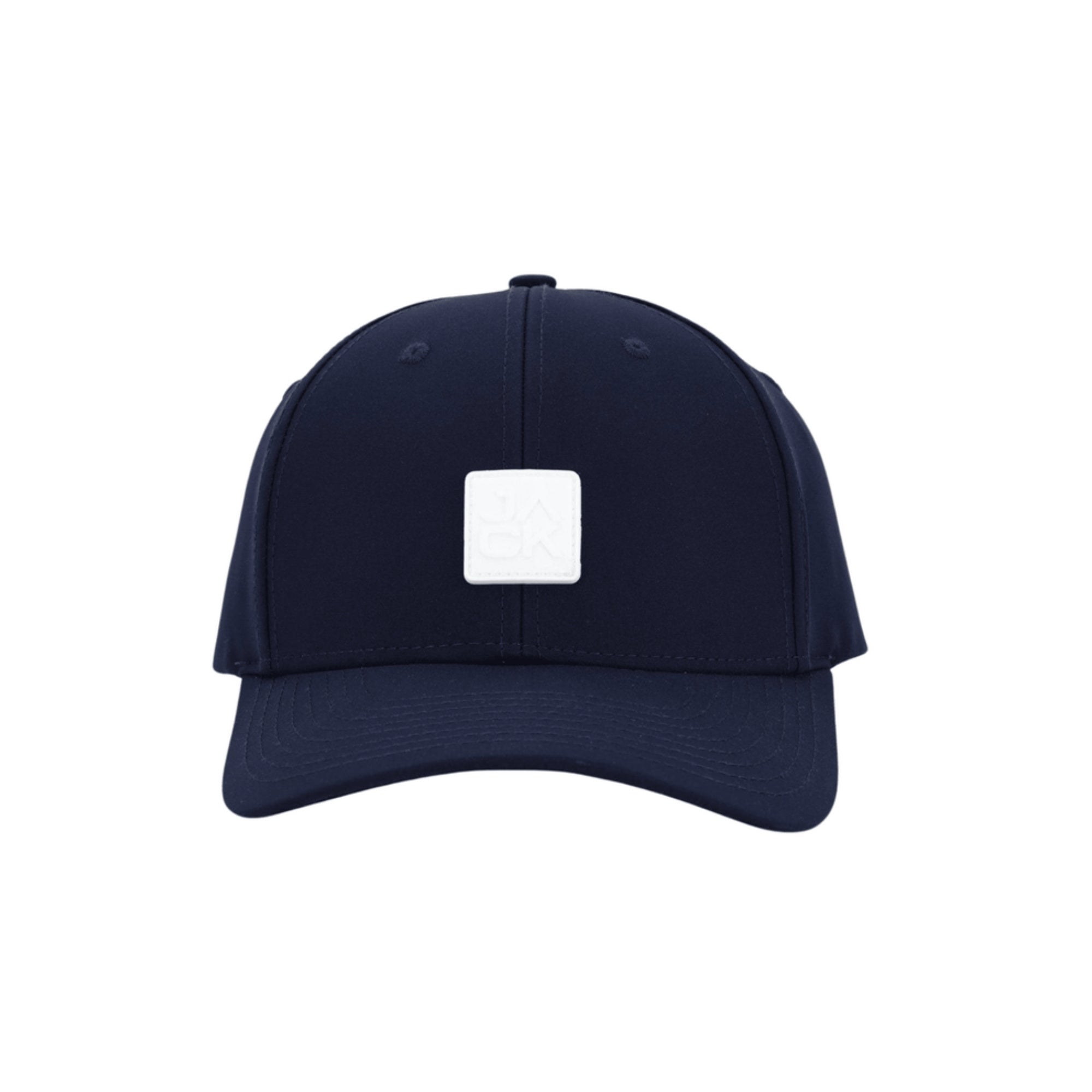 Navy Jack Hat in navy with white JACK square patch, front view