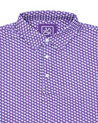 Texas Purple men's golf polo with Texas micro-print, front view – Jack Apparel