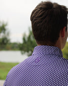 Texas Purple golf polo worn on the first tee, Fort Worth purple – Jack Apparel