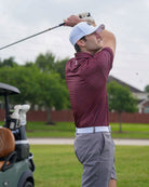 Texas Red men's golf polo, alternate view – Jack Apparel